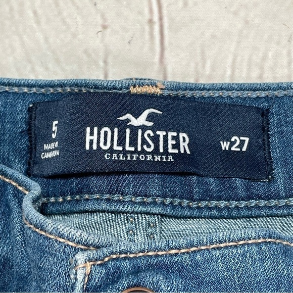 Hollister Shorts High Rise Mom Size 5 Waist 27 Blue Denim Cuffed Cut Off - Picture 2 of 9